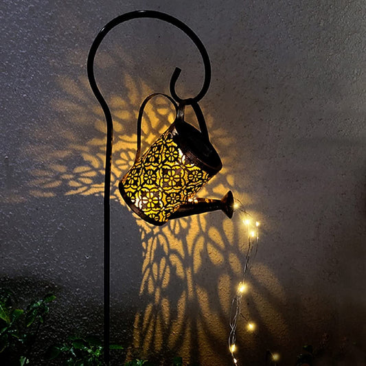 Watering Can Solar Lights Garden Ornaments, Outdoor Waterproof Retro Metal