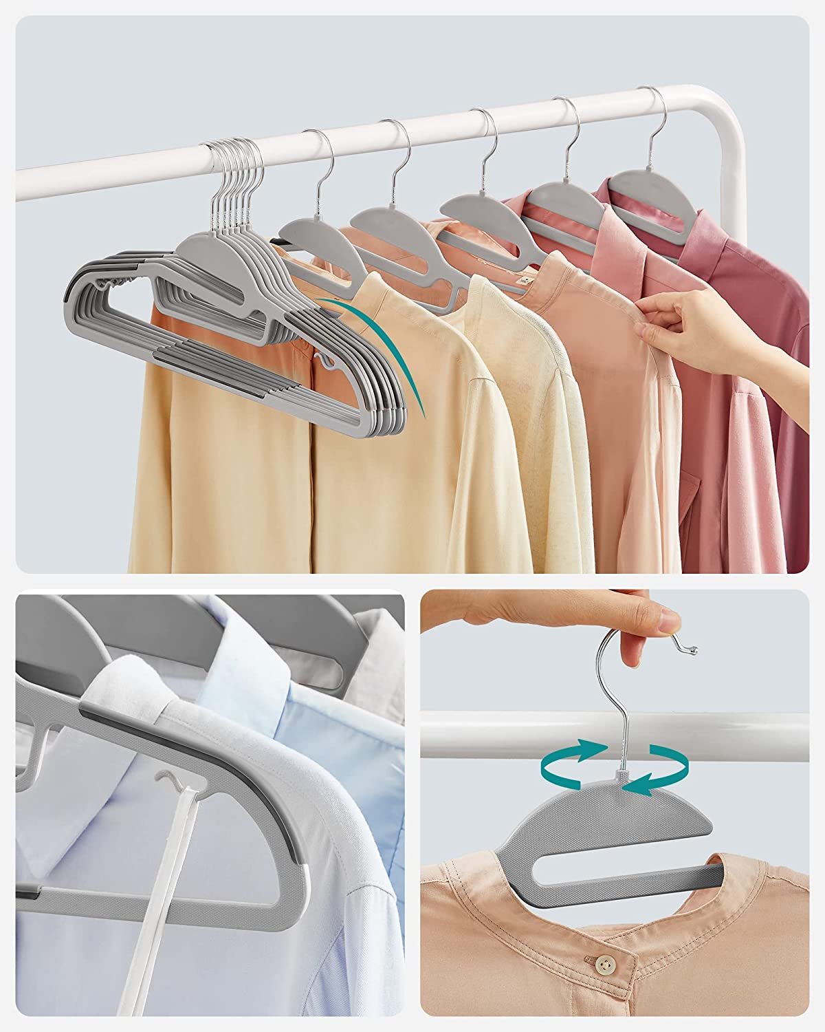20 Pack Coat Hangers, S-Shaped Opening, Non-Slip