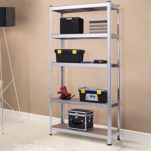 5 Shelf Steel Garage Utility Rack, Adjustable Shelves Heavy Duty Shelving Unit Storage