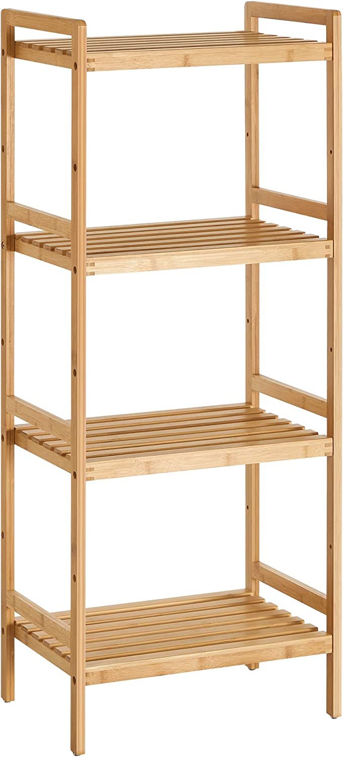 Bamboo Bathroom Shelf, Kitchen Shelving, Bookcase, 4 Shelves, Natural