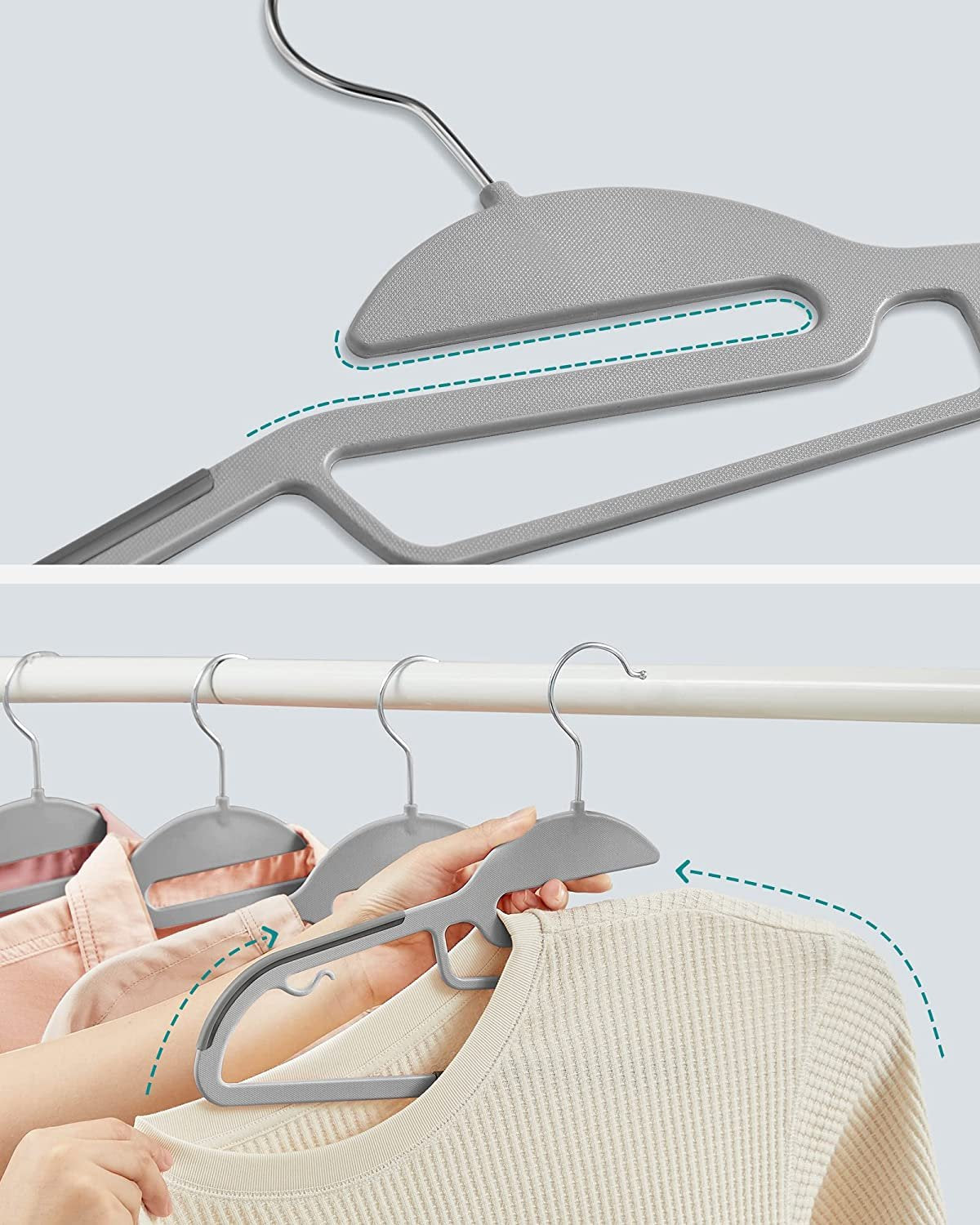 20 Pack Coat Hangers, S-Shaped Opening, Non-Slip