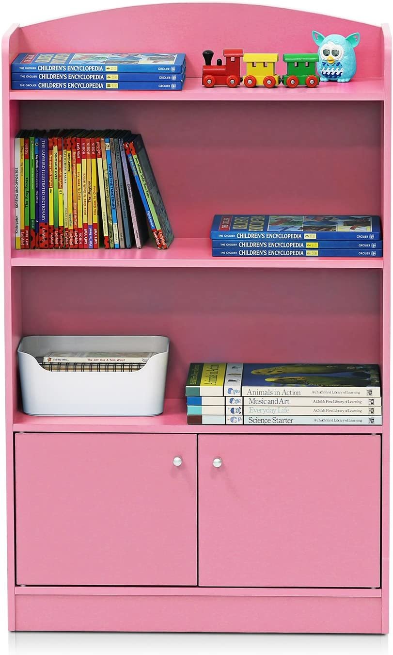 Bookcases, Storage with Cabinet, Wood, Pink/ Blue, one size