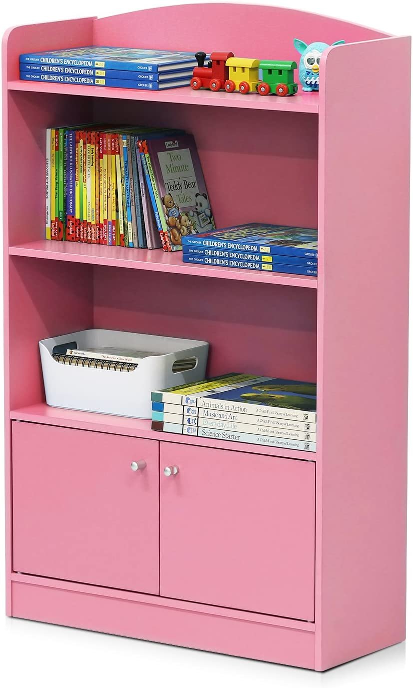 Bookcases, Storage with Cabinet, Wood, Pink/ Blue, one size
