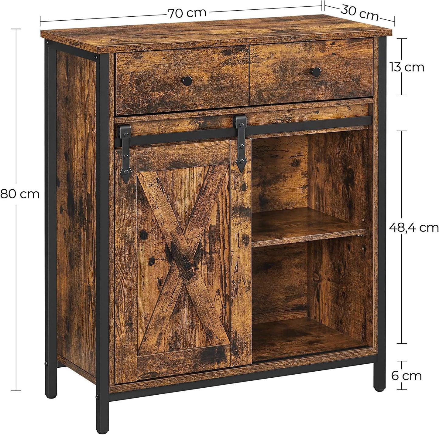 Storage Cabinet, Sideboard and TV Cabinet, Cabinet with 1 Drawer and Sliding Barn Door