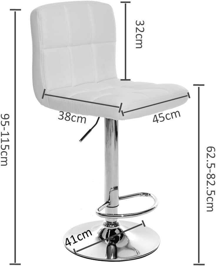 2 Set Bar Stools with Backs, Faux Leather, 360 Degree Swivel, Height Adjustable, White