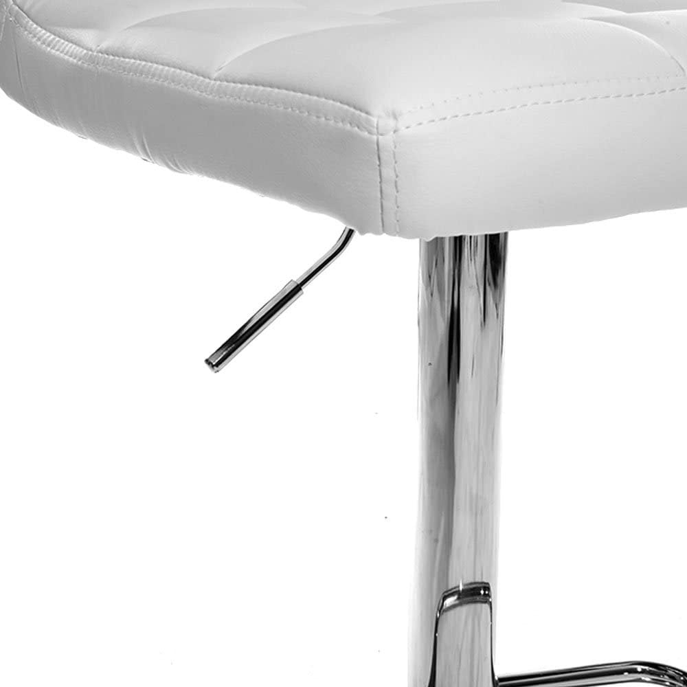 2 Set Bar Stools with Backs, Faux Leather, 360 Degree Swivel, Height Adjustable, White