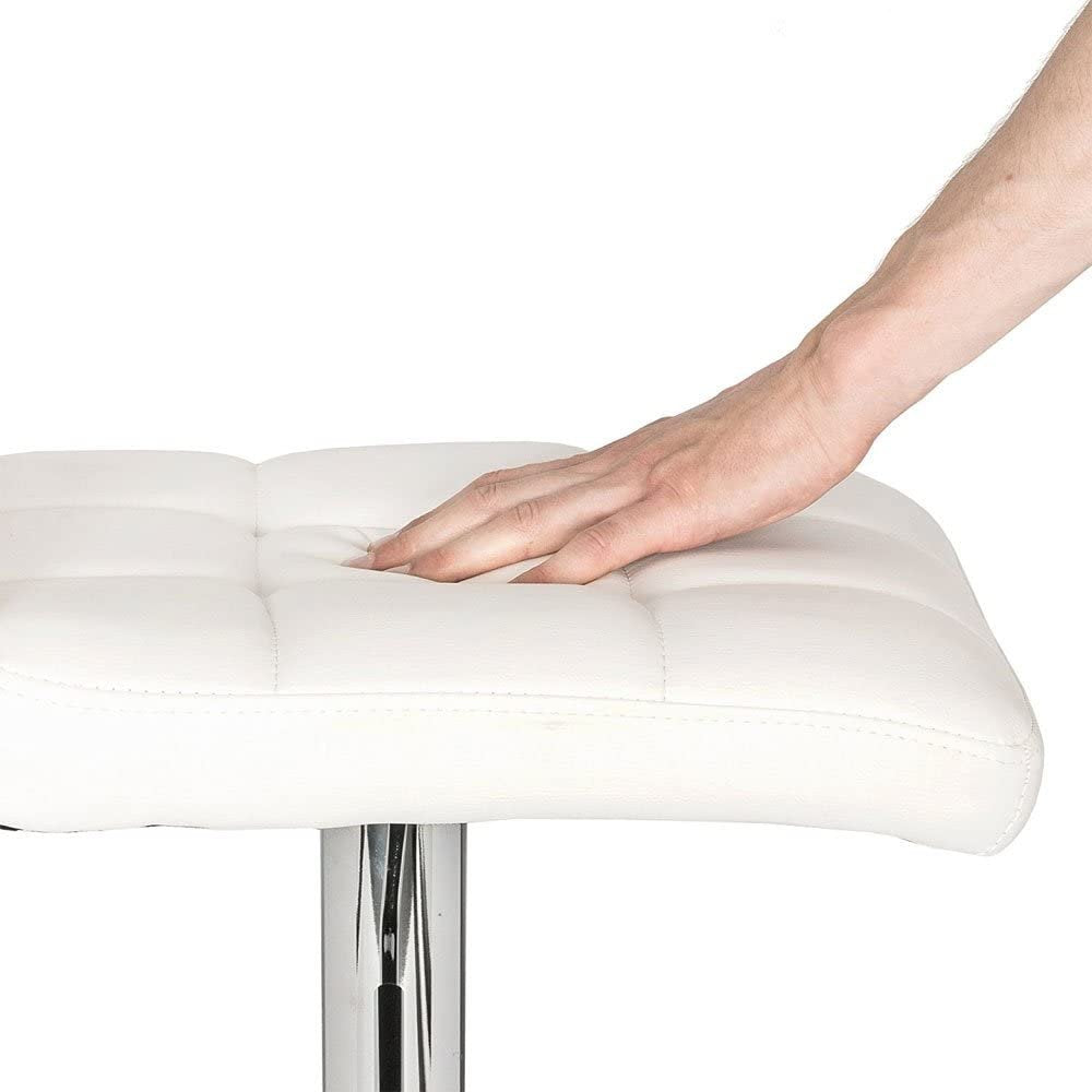 2 Set Bar Stools with Backs, Faux Leather, 360 Degree Swivel, Height Adjustable, White