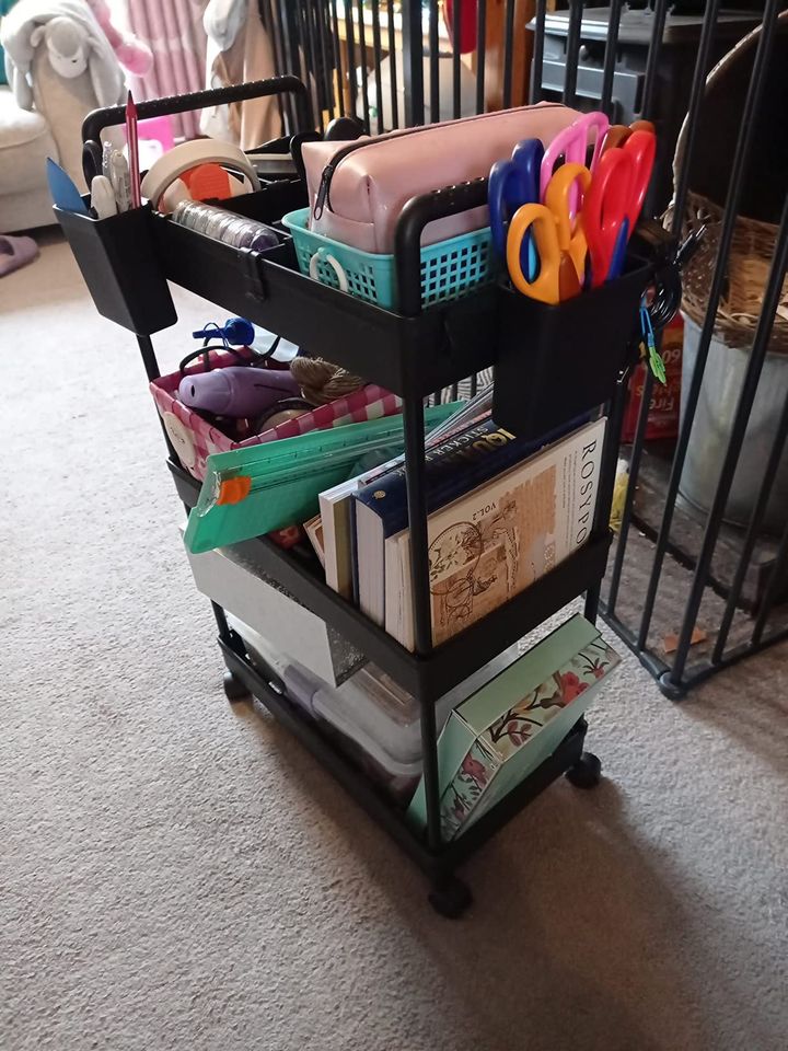 3 Tier Rolling Cart Storage Organizer Utility Rolling Cart with Hooks FREE SHIPPING