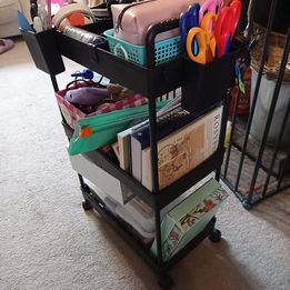 3 Tier Rolling Cart Storage Organizer Utility Rolling Cart with Hooks FREE SHIPPING