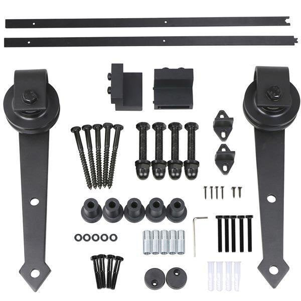 6FT Sliding Door Track Barn Door Hardware Set Kit Modern Style Single Door,Black