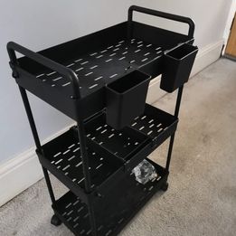 3 Tier Rolling Cart Storage Organizer Utility Rolling Cart with Hooks FREE SHIPPING