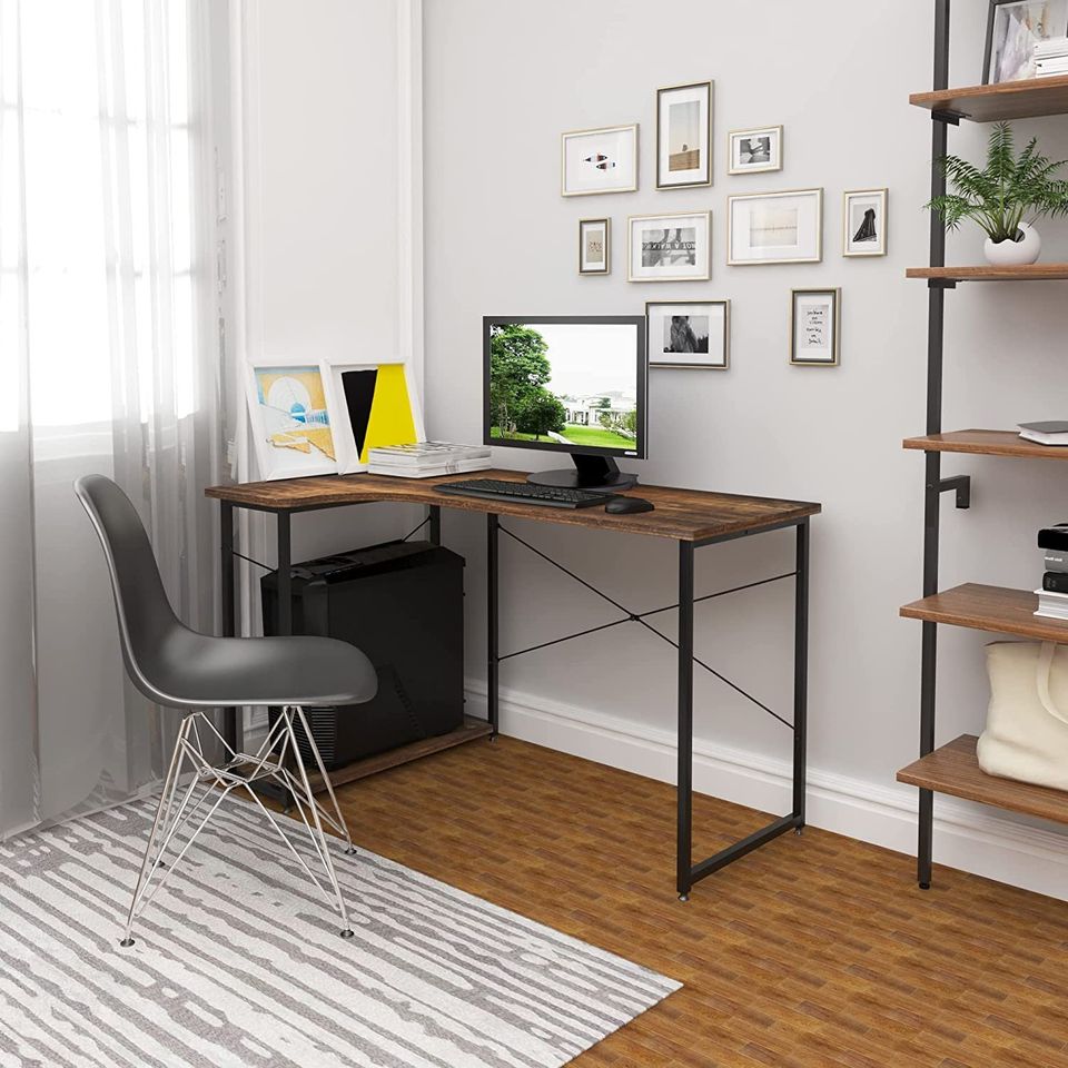 NEW! Computer Desk with Shelves L Shape PC Laptop Table FREE SHIPPING