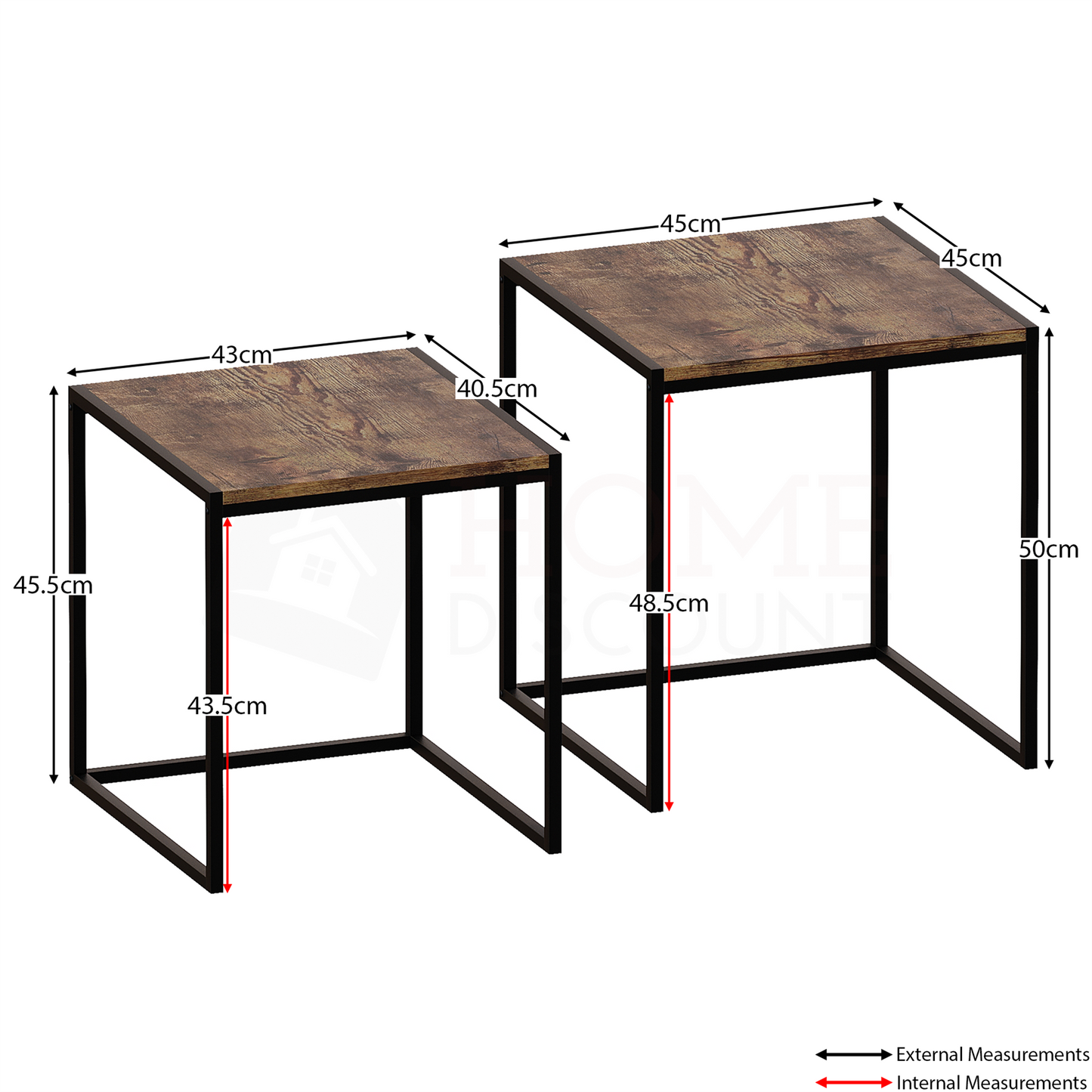 Industrial Nest of Tables Set of 2 Coffee Side End Table Living Room Furniture