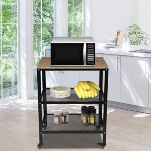 NEW 3-Tier Kitchen Microwave Cart Rolling Kitchen Utility Cart with Metal Frame