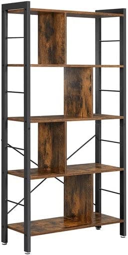 Bookshelf, Living Room Bookcase, Large 4-Tier Storage Shelf, for Office Study, Rustic Brown