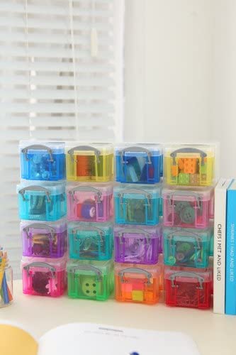 16 Pieces Useful Box 16x0.14 Liter Plastic Storage Box Organizer Clear & Assorted