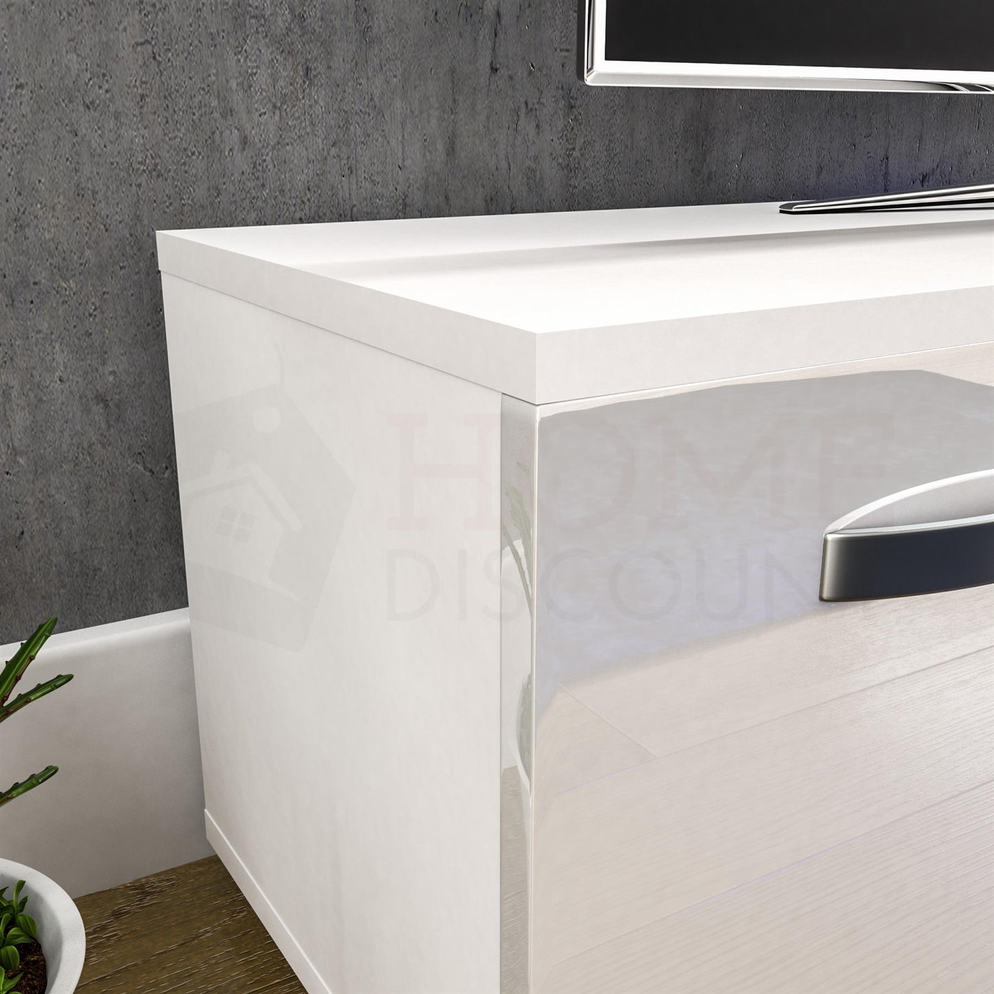 LED TV Stand Cabinet Unit Modern High Gloss 2 Door MDF Entertainment RGB Lights