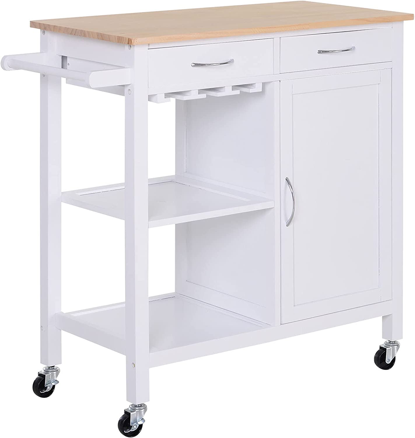 💥FREE SHIPPING💥 Kitchen Storage Trolley Cart Cupboard Shelves Cabinet Island w/ Drawers