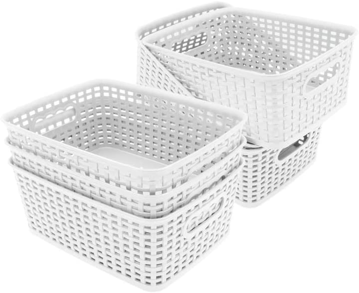 SALE! 6 Pack Plastic Storage Baskets - Small Organizer Boxes for Kitchen Bathroom