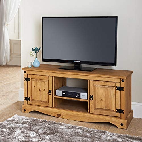 Corona TV Stand 2 Door Flat Screen Unit Television Cabinet Solid Mexican Pine Wood