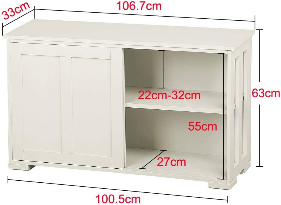 NEW Wooden Kitchen Storage Cabinet with Sliding Door & Adjustable Shelf, Stackable Buffet