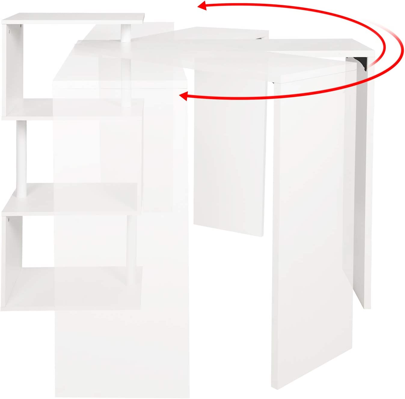 WOLTU Kitchen Bar Counter Table Bistro Table Breakfast Dining Table White Coffee Table with 2-Tier Storage Rack Shelves for Beverage Display Shelving Strong Metal Frame BT27ws