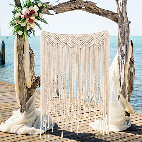 Boho Wedding Backdrop Decorations 45 x 39 Inch, Handmade Woven Tapestry Wall Hanging