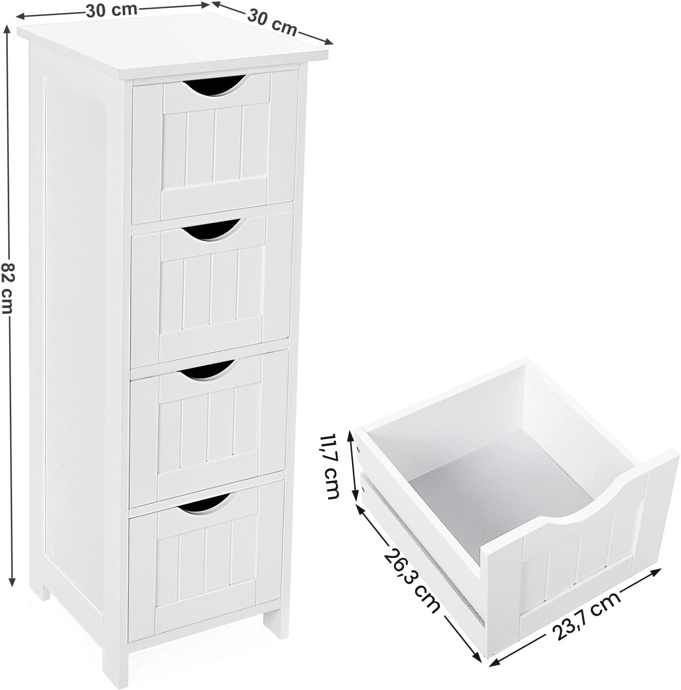 Bathroom Cabinet with 4 Drawers, White