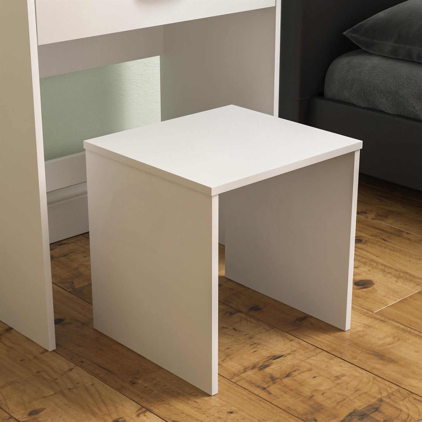 1 Drawer Dressing Table Modern Makeup Desk Mirror Stool Vanity Set Bedroom