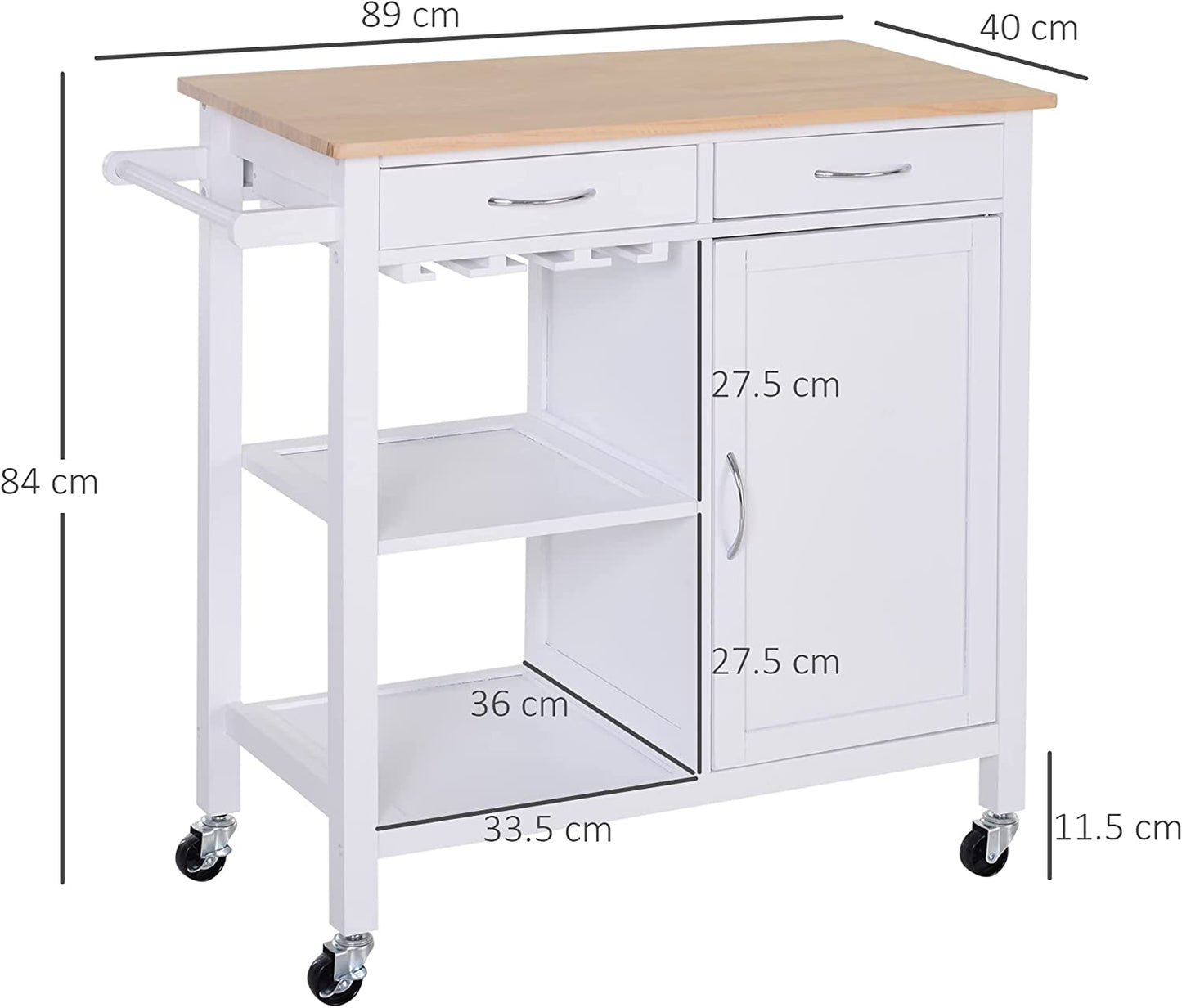 💥FREE SHIPPING💥 Kitchen Storage Trolley Cart Cupboard Shelves Cabinet Island w/ Drawers