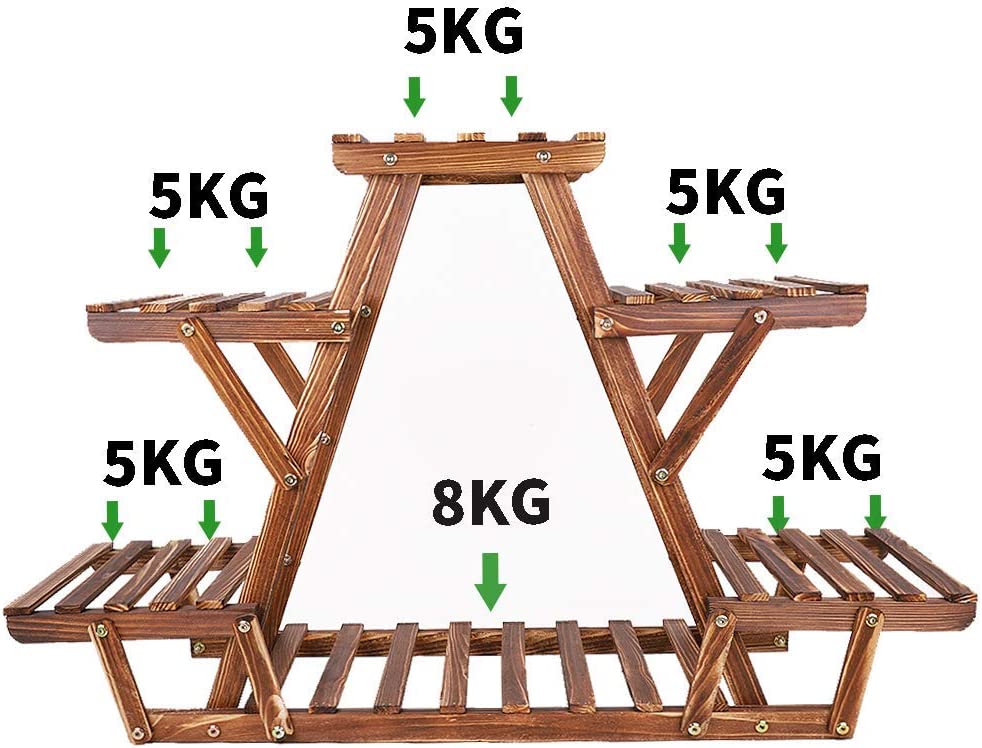 Wooden Plant Stands Indoor 6 Tiered Plant Shelf Triangular Plant Pot Stand Flower Rack