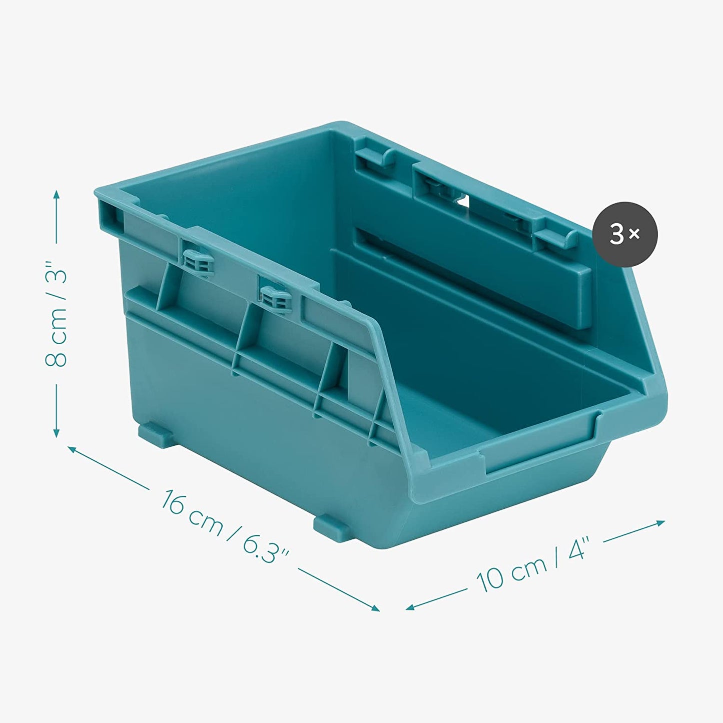 Navaris Interlocking Storage Organiser Drawers - Plastic Drawer Box Compartments for Screws Nails Small Tool Parts - Garage Shed Storage Bins - x3
