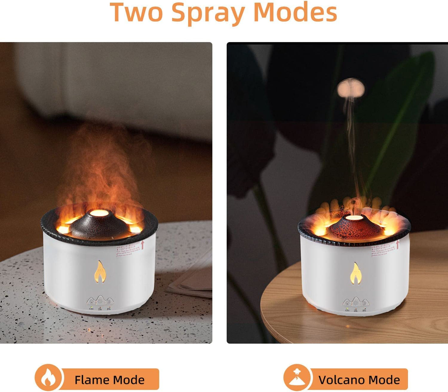 Volcano Humidifier with Jellyfish Mist, Flame Diffuser ,Night Light