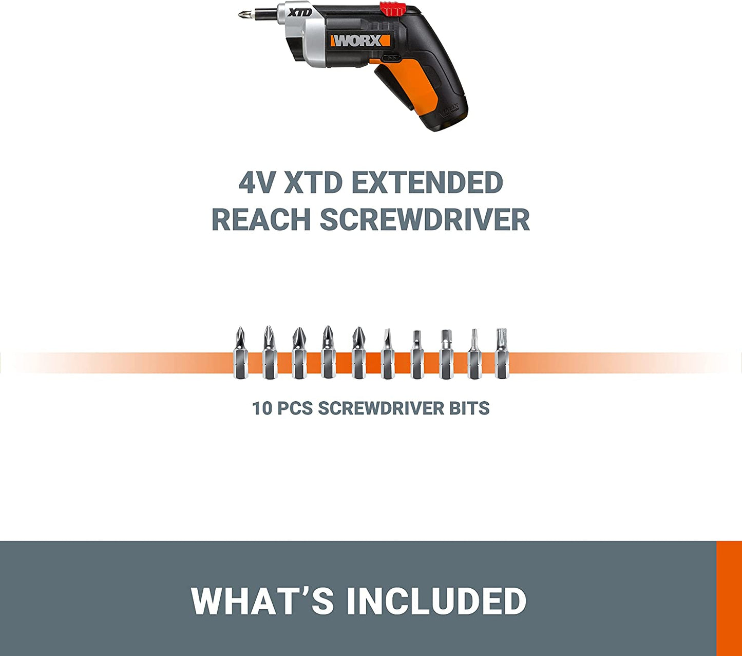WORX 4V XTD Extended Reach Cordless Screwdriver