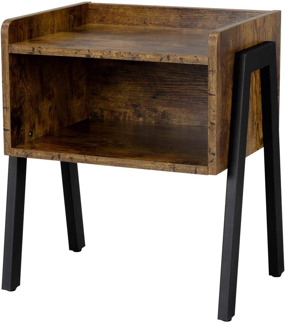 NEW Side Table Industrial Nightstand Stackable End Table with Open Front Storage