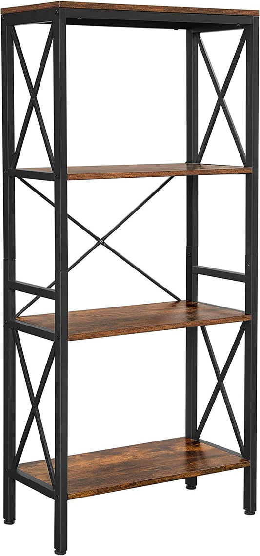 NEW Bookshelf Kitchen Shelf Free Standing Ladder Rack with 4 Open Shelves Rustic