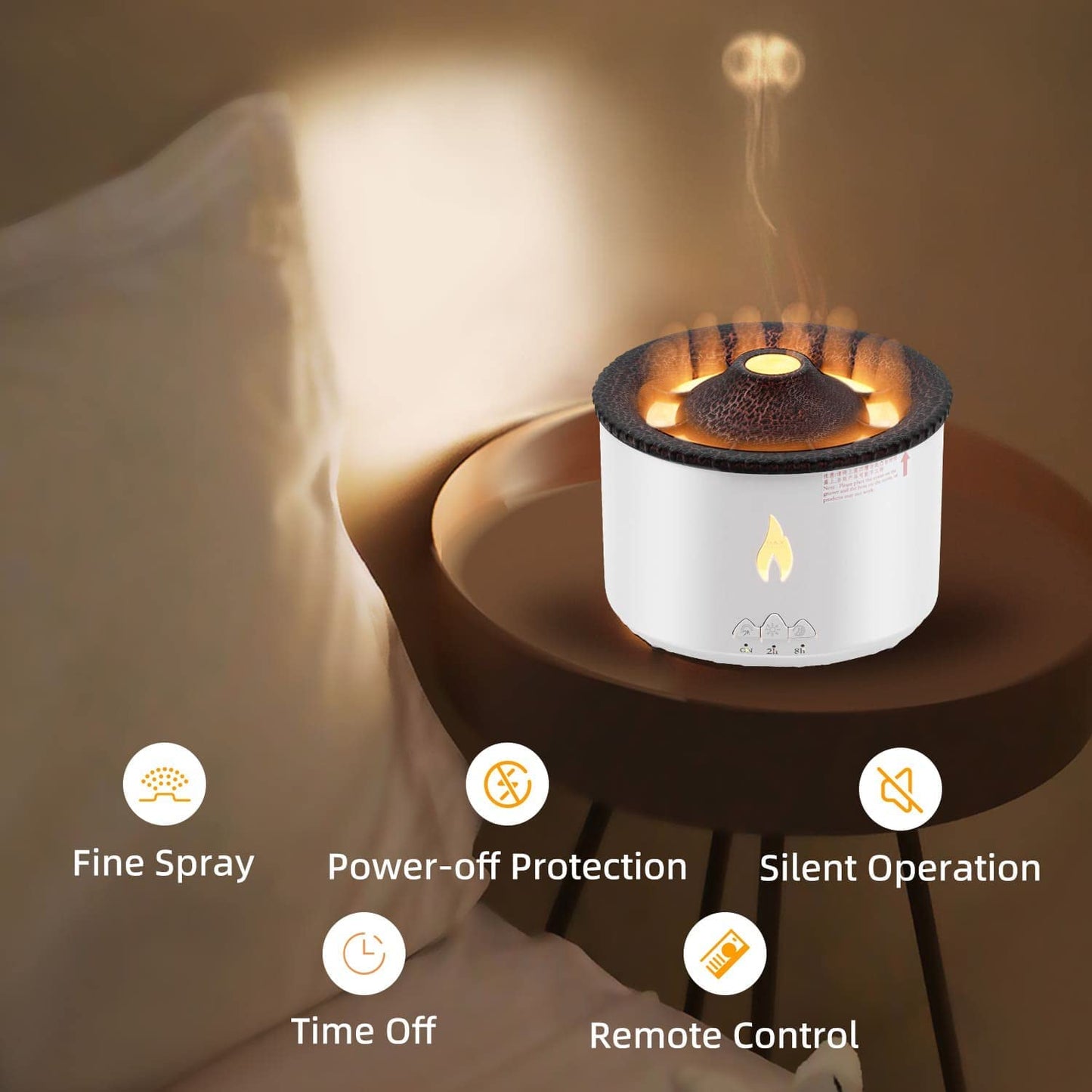 Volcano Humidifier with Jellyfish Mist, Flame Diffuser ,Night Light