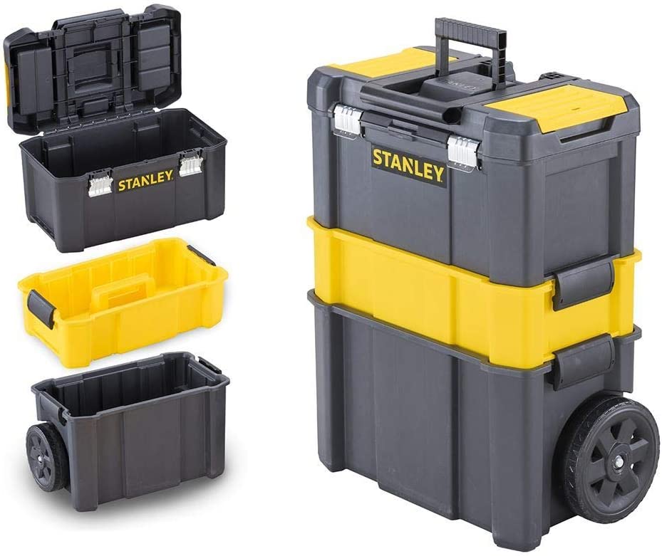 STANLEY Essential Rolling Workshop Toolbox, 3 Tier Stackable Units