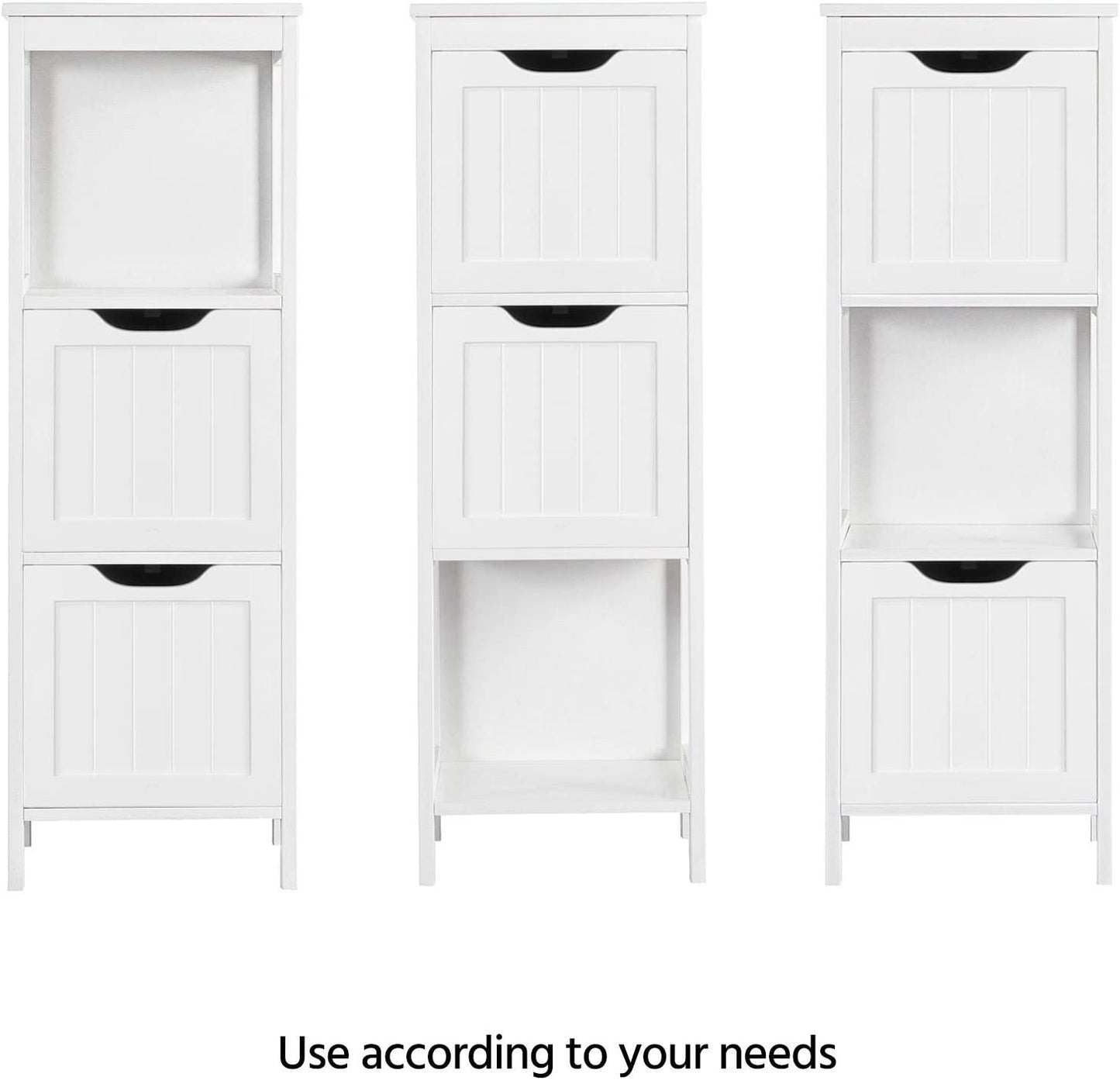 Bathroom Floor Cabinet with 2 Drawers, Modern Wooden Storage Unit, White