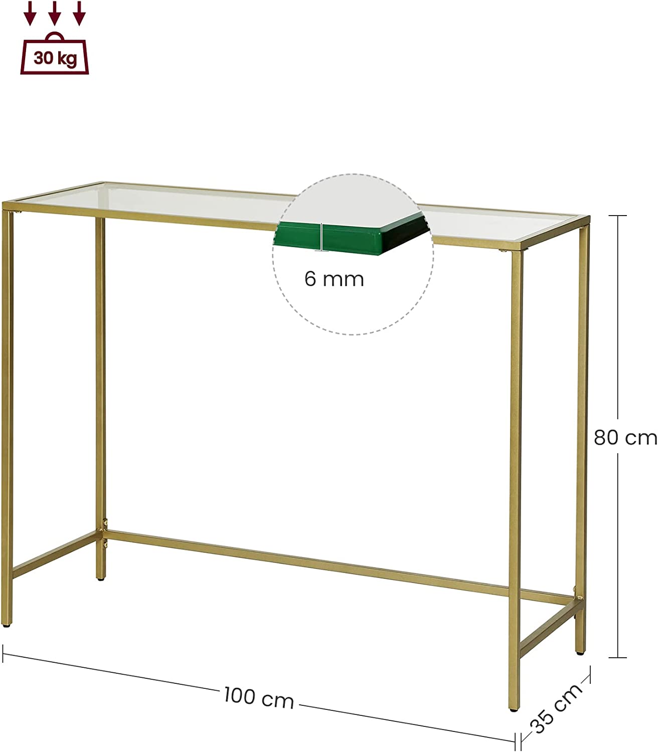 NEW! Console Table Tempered Glass Table, Modern Sofa or Entryway Table Metal Frame