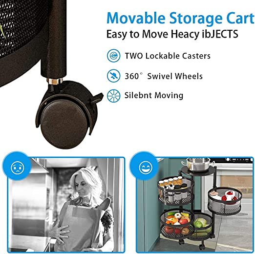 💥SALE💥4 Tier Round Rotating Multi-Layer Kitchen Storage Shelf, Fruit Vegetable Storage Basket
