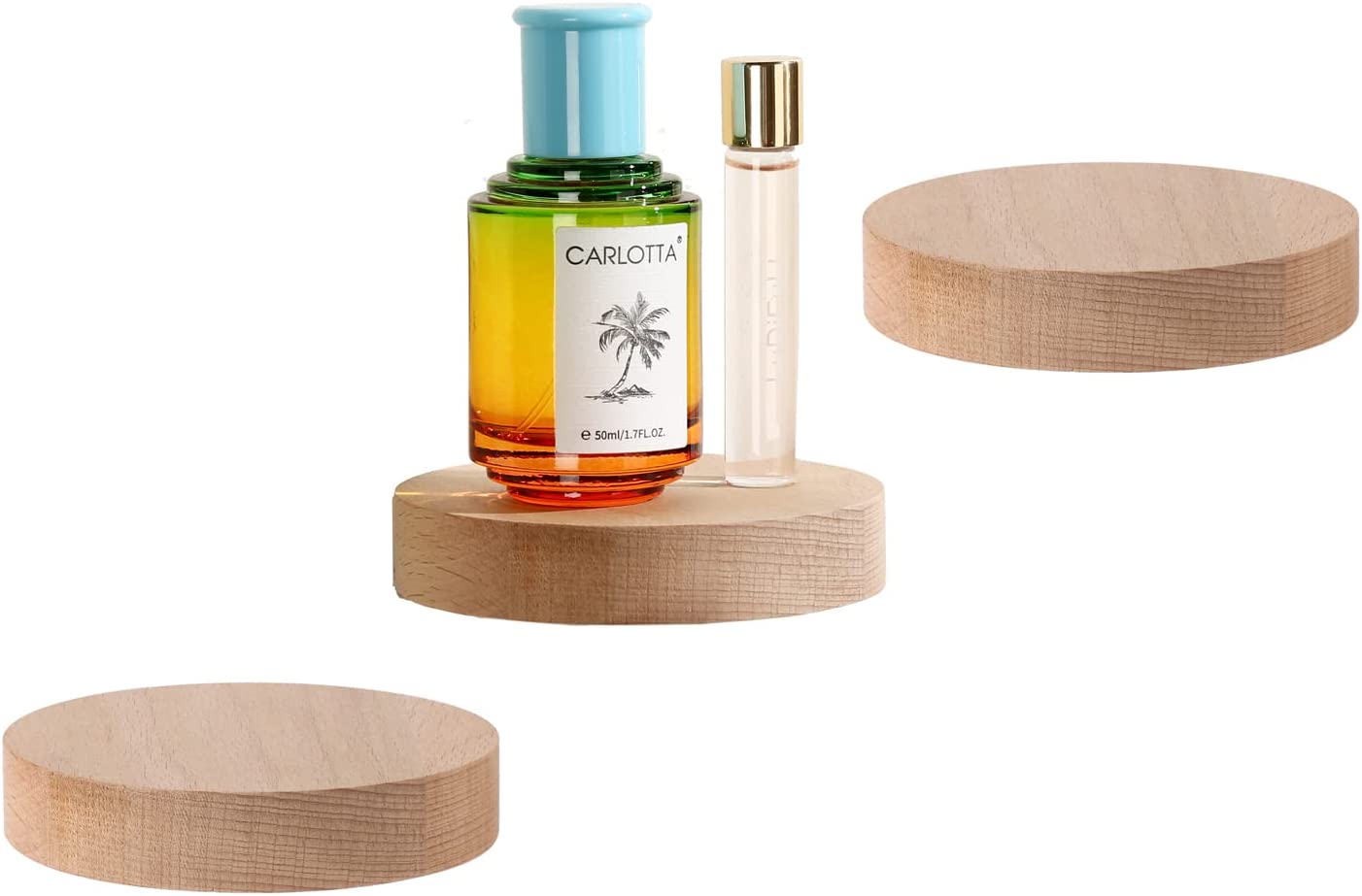 3 Pack Small Floating Round Shelves, Mini Wooden Decor Display Wall Shelf, Wall Mounted