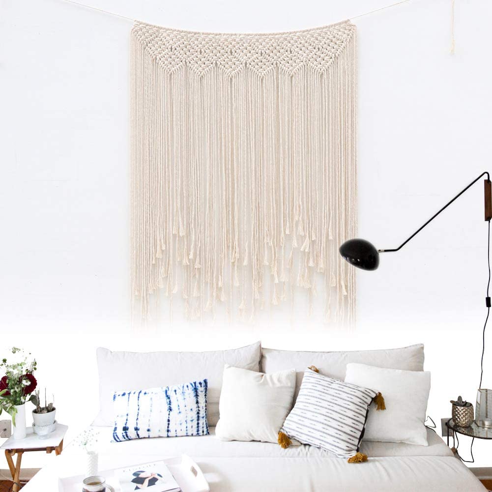Boho Wedding Backdrop Decorations 45 x 39 Inch, Handmade Woven Tapestry Wall Hanging