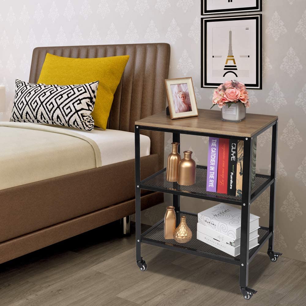 NEW 3-Tier Kitchen Microwave Cart Rolling Kitchen Utility Cart with Metal Frame