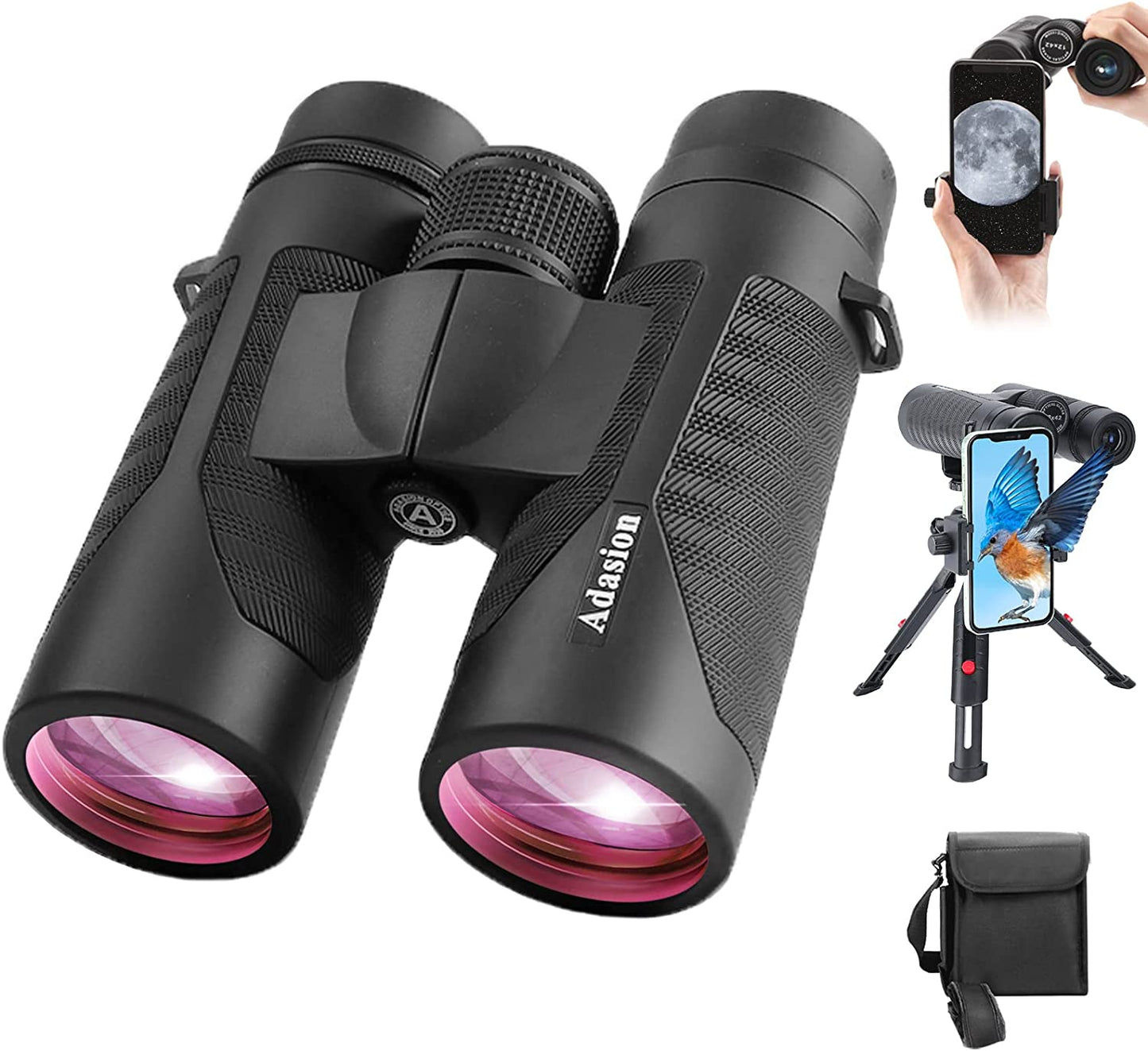 12x42 High Definition Binoculars for Adults with Universal Phone Adapter