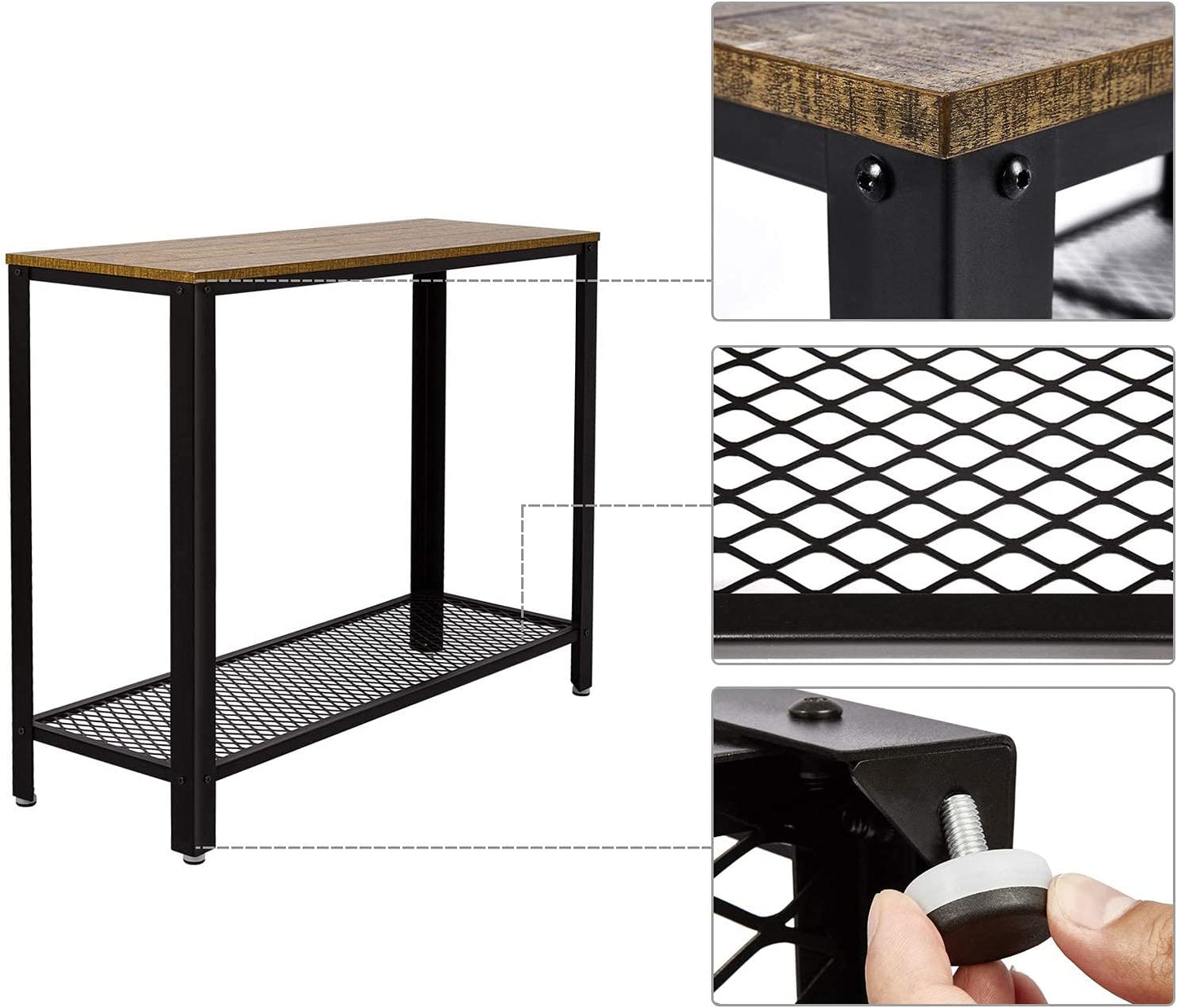 Console Table, Narrow Hallway Table with Metal Frame Storage Style Industrial, Rustic Brown