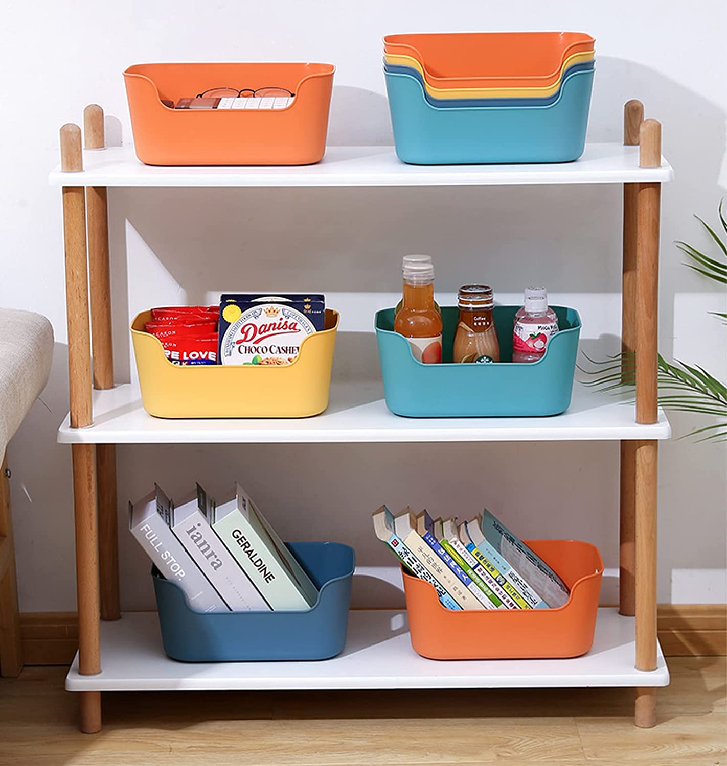 SALE! 12 Pack Plastic Storage Basket Multiple Colour Boxes Organizer storage for Kitchen