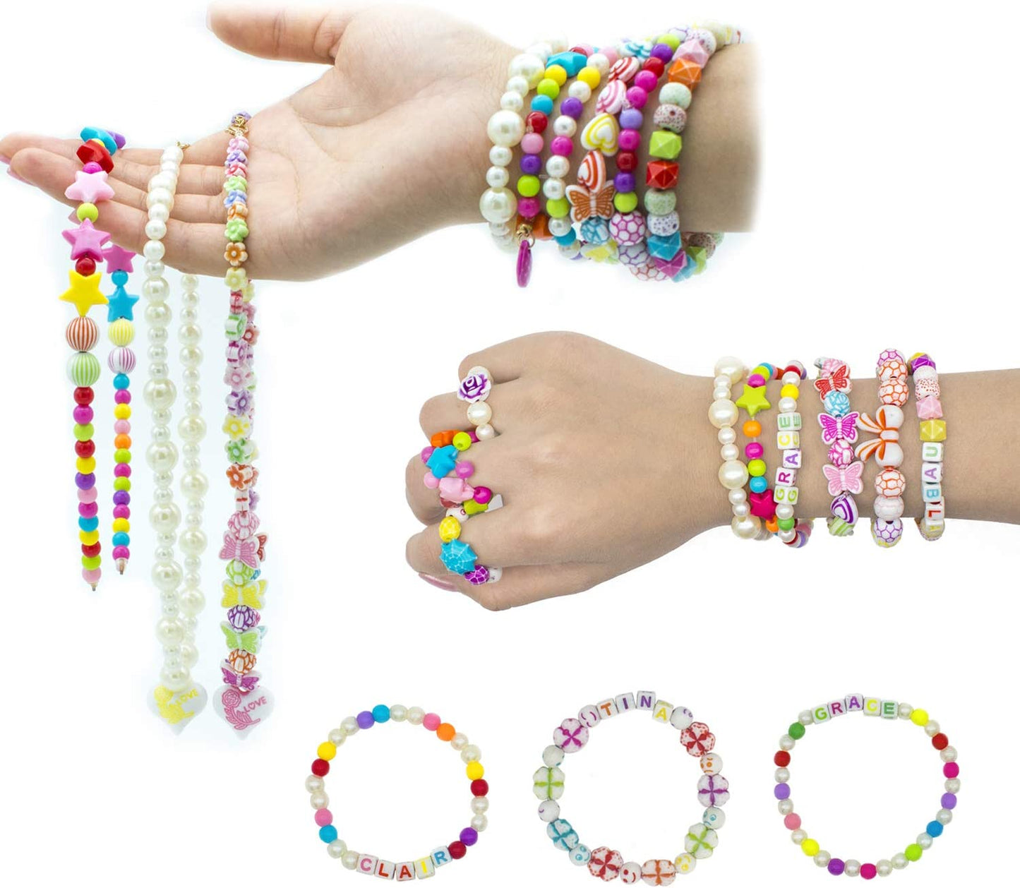 DIY Beads for Jewellery Bracelet Necklaces String Making Kit Gift For Kids Teens
