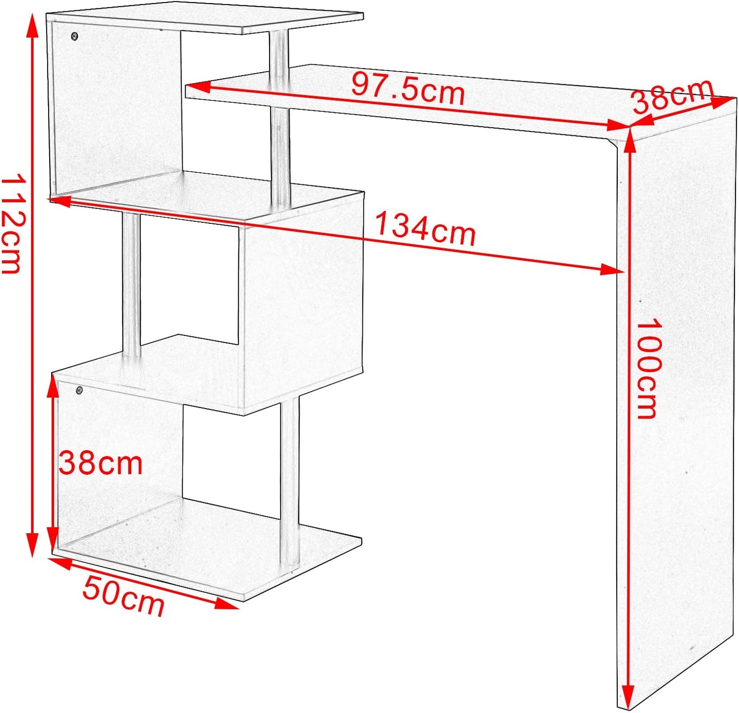 WOLTU Kitchen Bar Counter Table Bistro Table Breakfast Dining Table White Coffee Table with 2-Tier Storage Rack Shelves for Beverage Display Shelving Strong Metal Frame BT27ws
