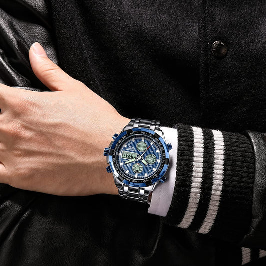 SALE! Mens Watch Stainless Steel Heavy Sport Chronograph Waterproof Watch FREE SHIPPING